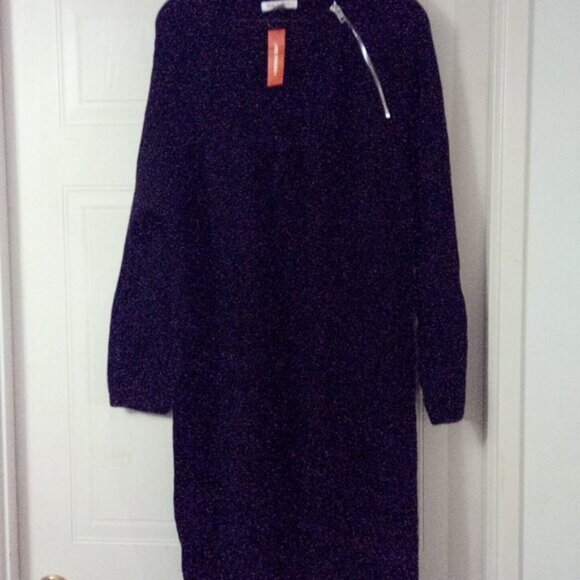 New Joe Fresh Plus Zipper Shoulder Pullover Black Cable Sweater Dress Size 2X - Picture 1 of 16